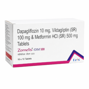 Zomelis-DM 500 Tablets (Dapagliflozin 10 mg + Vildagliptin SR 100 mg + Metformin HCl SR 500 mg)